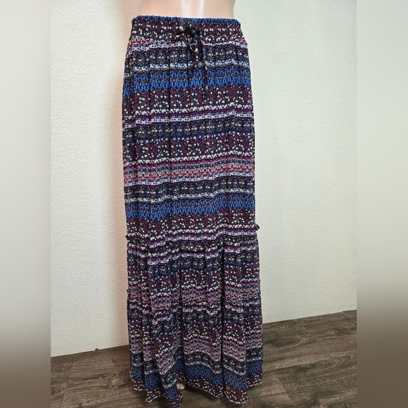Imaginary Voyage Multicolor Tiered Boho Peasant Lined Maxi Skirt Size Large - Picture 7 of 14
